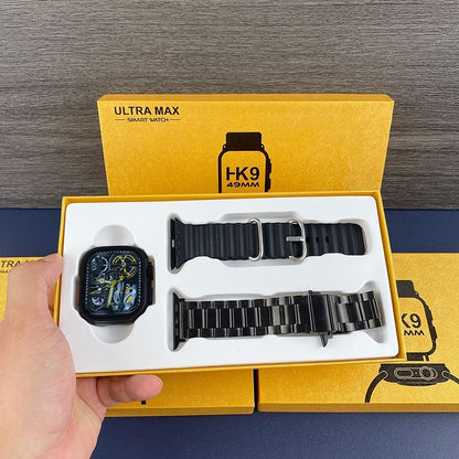 HK9 Ultra Max Series 8 Smart Watch Ultra 8 Two Strap Sports Smartwatch Fashion 49MM Bluetooth Call Heart Rate Sleep Monitoring IP67 Waterproof Always On Display Real Screws and Straps Locks