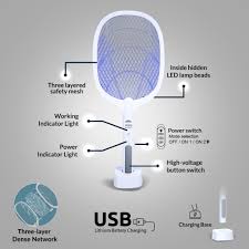 2 in 1 Rechargeable Electronic Mosquito Bat/Racket, Insect Killer Lamp