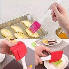 Pack of 2 - Spatula & BBQ Oil Brush - Silicone Acrylic Transparent Spatula - Silicone Acrylic Transparent Brush - Regular Size